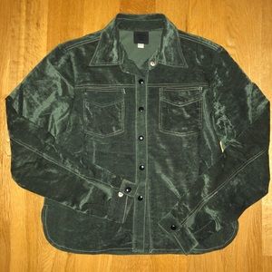 Anna Sui Khaki-green velvet shirt Petite size